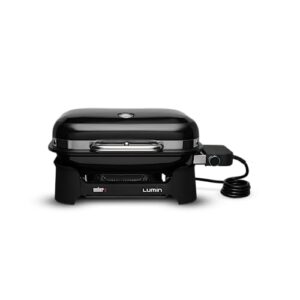 Weber Lumin Compact Elektrogrill, 43 x 32cm Grillfäche, portabel, erreichtüber 315 °C, Vielseitig - ideal zum Anbraten, Räuchern, Dämpfen oder Kochen von Speisen - Schwarz (91010979)