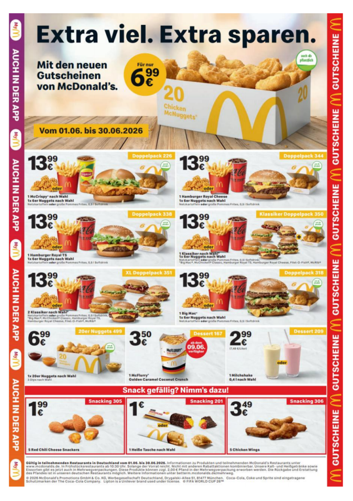 McDonald's Gutscheine 06/2026