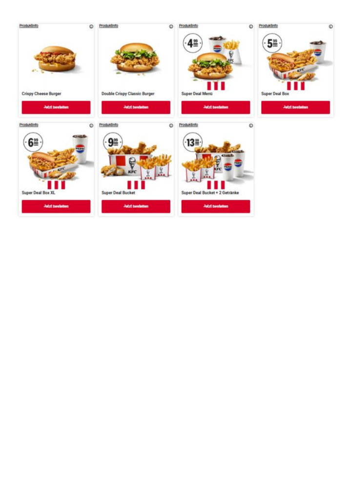 Aktuelle KFC Coupons 08/2026
