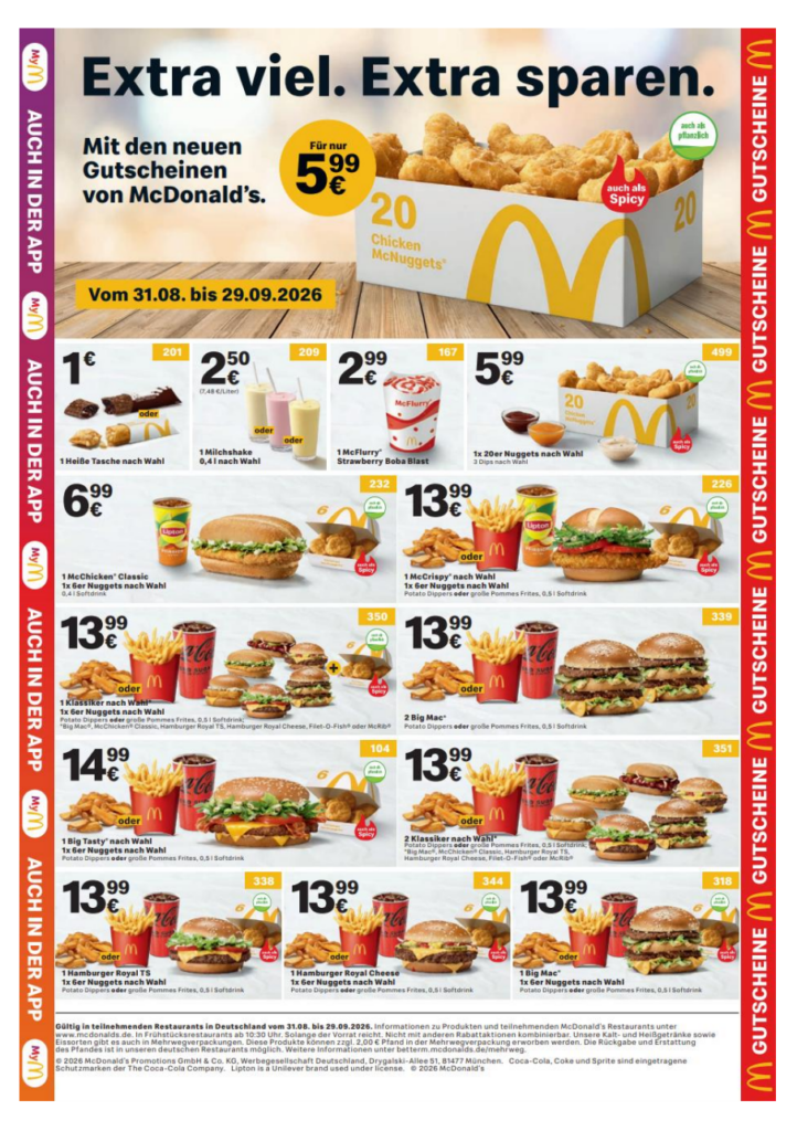 McDonald's Gutscheine 09/2026