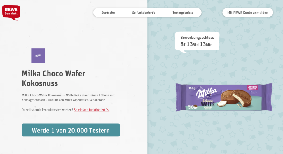 Milka Choco Wafer Kokosnuss gratis testen