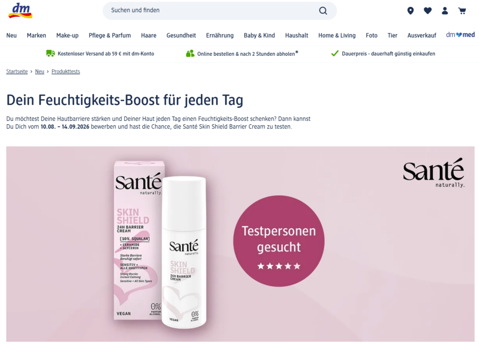 Santé Skin Shield Barrier Cream gratis testen