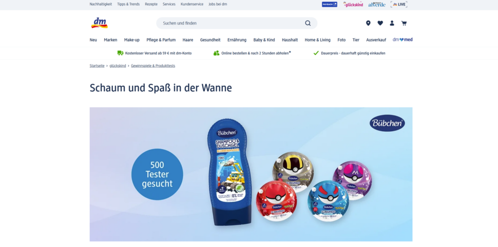 Bübchen Shampoo & Duschgel 2in1 Blubberbagger & Pokéball Schaumbad-Sachet gratis testen